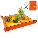 Large Repotting Mat for House Plants Transplanting Portable Potting Tray Waterproof Garden Mat Gardening Gifts for Plant Lovers (Orange 39"X31")