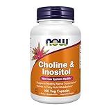 NOW Foods Supplements, Choline & Inositol 500 mg, Healthy Nerve Transmission*, Nervous System Health*, 100 Capsules