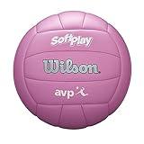 Wilson AVP Soft Play Volleyball - Official Size, Pink, 18-Panel, Machine-Sewn Construction, Butyl Rubber Bladder