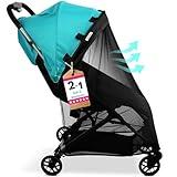 Stroller Sun Shade Cover, Mosquito Net for Stroller Shade Extender with Magnetic Tabs Block 70% of UV Rays, Bug Net Sun Protection Baby Stroller Accessories Stroller Canopy