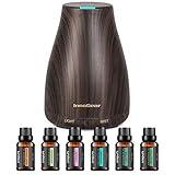 InnoGear Essential Oil Diffuser with Oils, 100ml Aromatherapy Diffuser with 6 Essential Oils Set, Aroma Cool Mist Humidifier Gift Set, Dark Wood Grain