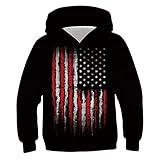 Goodstoworld Flag Hoodies for Boys Girls Size 5-6T Unisex Kids Gender Neutral Black Hooded Pullover Fleece Lined Sweatshirts Size 7