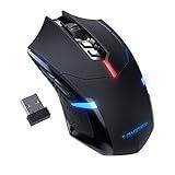 T-DAGGER Wireless Gaming Mouse- USB Cordless PC Accessories Computer Mice with LED Backlit, Ergonomic Gamer Laptop Mouse with 7 Silent Buttons, 5 Adjustable DPI Plug & Play for PC