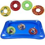 Lizard Bath Pool & Collar Rings Set - Inflatable Reptile Bathing Swimming Pool Bathtub Reptile Swim Float Ring for Leopard Gecko Amphibians Habitat Accessories Grooming Health Supplies (Blue)