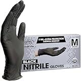 ForPro Professional Collection Disposable Nitrile Gloves, Chemical Resistant, Powder-Free, Latex-Free, Non-Sterile, Food Safe, 4 Mil, Black, Medium, 100-Count