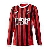 PUMA AC Milan Men’s Replica Home Long Sleeve Jersey 2024/25 (US, Alpha, Medium, Regular, Regular, Red-Black)