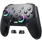 VOYEE Switch Controllers Wireless, Compatible with Switch Pro Controllers for Switch/Switch Lite/OLED/PC, One-Key Pairing Gamepad with 9-Color RGB LEDs 1000mAh Battery 6-Axis Motion Wake Up Function