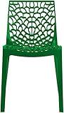 Upon Gruvyer Indoor Outdoor Dining Chairs, from Italy, Stackable, Strong (4 chairs) (Brilliant Green)