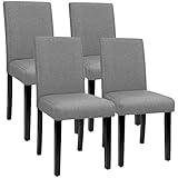 Furmax Dining Chairs Urban Style Fabric Parson Chairs Kitchen Living Room Armless Side Chair with Solid Wood Legs Set of 4 (Gray)