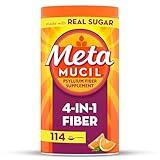 Metamucil 4-in-1 Fiber Supplement for Digestive Health, Psyllium Husk Fiber Powder, Fiber Supplement with Real Sugar, Orange Flavored, 114 tablespoons