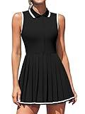 ATTRACO Women's Tennis Dress Pleated Hem Athletic Dresses with Built-in Shorts and Pockets Black M