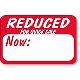 SmartSign Pack of 500 "Reduced" Sale Price Labels on a Roll | 1.125" x 1.625" Semi-Gloss Paper Stickers, Write-On, Made in USA