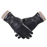 REDESS Winter Leather Gloves for Women, Wool Fleece Lined Warm Gloves, Touchscreen Texting Thick Thermal Snow Driving Gloves