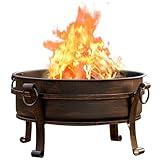 EcoNook 36 Inch Fire Pit with Grill & Lid, Fireplace & Round Table & BBQ 3 in 1 Fire Pit,Heavy Duty Wood Burning Fire Pits for Outside with Fire Poker, Waterproof Cover & Log Grate