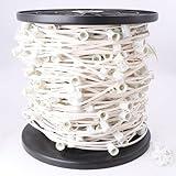 Encoidoz 500FT C7 Christmas Stringer Spool, E12-12 Socket Spacing, C7 Stringer White Outdoor Light String for Wedding Patio Event Lighting Decor, White Wire