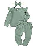 Infant Baby Girl Clothes Top Pants Outfits Set Ruffle Baby Girl Stuff Baby Girls' Clothing Cute Baby Clothes Girl Gifts Green 6 to 12 Months Baby Girl Clothes