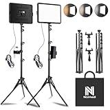 2-Pack LED Video Light Kit, NiceVeedi Studio Light, 2800-6500K Dimmable Photography Lighting Kit with Tripod Stand&Phone Holder, 73" Stream Light for Video Recording, Game Streaming, YouTube…