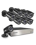 ZOSI 3K Lite 8CH Home Security Camera System Outdoor Indoor, AI Human/Vehicle Detection, Night Vision, H.265+ 5MP Lite 8 Channel CCTV DVR, 8pcs 1080P 1920TVL Surveillance Bullet Cameras (No HDD)