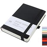 Journal Notebook Journal for Men/Women Journals for Writing A5 180Sheets 360Pages College Ruled Notebook 100gsm Lined Paper Leather Hardcover Journal 5.9'' X 8.4'' (Black)