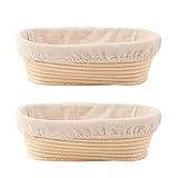 DOYOLLA Bread Proofing Baskets Set of 2 10 inch Oval Shaped Dough Proofing Bowls w/Liners Perfect for Professional & Home Sourdough Bread Baking