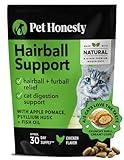 Pet Honesty Cat Hairball Support Chews, Hairball Remedy Cat Treats, Cat Furball Treatment, Supports Skin & Coat, Digestion, Cat Vitamins & Supplements & Hairball Medicine, Chicken (30-Day Supply)