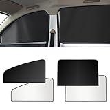 Beypovk 4PCS Car Window Shades with Magnets, Heat Insulation & UV Protection Rays Privacy Curtains Covers for Car Side Window, Vehicle Window Sun Shade for Baby, Camping, Napping (Front+Back)