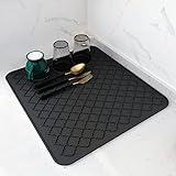 AMOAMI-Dish Drying Mats for Kitchen Counter-Silicone Dish Drying Mat-Kitchen Dish Drying Pad Heat Resistant Mat-Kitchen Gadgets Kitchen Accessories Kitchen Small Appliances (16" x 18, BLACK)