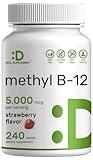 DEAL SUPPLEMENT Methyl B-12 Vitamins 5000 mcg, 240 Chewable Tablets | Active Form - Strawberry Flavored - Energy Support & Brain Health Function - Vegetarian & GMO Free