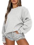 EFAN Oversized Sweatshirt For Womens Crew Neck Pullover Sweater Loose Casual Hoodies 2024 Fall Fashion Outfits Grey S