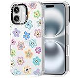 MOSNOVO Case for iPhone 16 Plus, [Buffertech 6.6ft Military-Grade Drop Protection] [Anti Peel Off Tech] Clear TPU Bumper Phone Case Cover Design - Groovy Flower