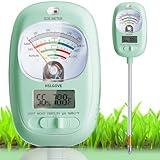 HSLGOVE Soil Test Kit, 7-in-One Soil Moisture Meter/Soil PH Meter/Fertility, Dual Screen Soil Tester w/Digital Soil Temp/Air Temp&Humidity for Plants Gardening,Lawn,Farm Indoor&Outdoor-Green