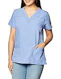 WonderWink Women's Four Way Stretch Sporty V-Neck Top, Ceil Blue, X-Large