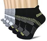 BERING Women's Performance Athletic Ankle Running Socks, Size 6-9, Black/Grey, 6 Pairs