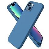 ORNARTO Compatible with iPhone 13 Case 6.1, Slim Liquid Silicone 3 Layers Full Covered Soft Gel Rubber Case Cover 6.1 inch-Blue