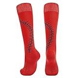 American Trends Softball Socks for Youth Girls & Adult Baseball Softball Socks Athletic Football Socks with Stitchs Youth Girls Red M