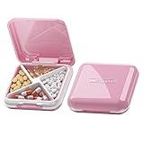 DUBSTAR Small Pill Case, Cute Pill Box - Travel Daily Pill Organizer, Portable Pretty Pill Container for Purse Pocket, Compact Medicine Holder for Vitamins, Fish Oils, Supplements (Pink)