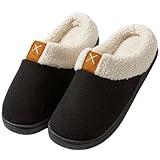 oneslippers Womens Cozy Fuzzy Memory Foam Slippers House Comfy Slip Shoes Indoor Outdoor Anti Skid Rubber Sole Black Size 9 US