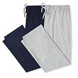 U2SKIIN 2 Pack Mens Pajama Pants Soft, Lightweight Lounge Pant with Pockets Sleep Pj Bottoms for Men(Navy&Light Grey Mel.,L)