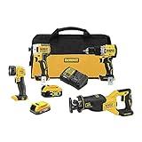 DEWALT 20V MAX* XR Cordless 4-Tool Combo Kit 4 TOOL COMBO KIT (DCK449E1P1)