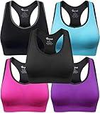 BAOMOSI Women's Seamless Racerback Sports Bra High Impact Support Yoga Gym Workout Fitness Black Blue Grey Purple Rose Red L