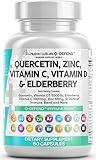 Quercetin 1000mg Zinc 50mg Vitamin C 1000mg Vitamin D 5000 IU Bromelain Elderberry - Lung Immune Defense Support Supplement Adults with Artemisinin, Sea Moss, Echinacea, Garlic Immunity Allergy Relief