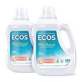 ECOS 2X Hypoallergenic, Non-Toxic, Magnolia Lily, Loads, Bottle by Earth Friendly Products, Magnolia, Magnolia, Lily, Liquid Laundry Detergent, 100 Fl Oz (Pack of 2), Magnolia,Lily, 200 Fl Oz