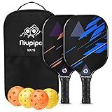 niupipo Pickleball Paddles, Lightweight Pickleball Rackets w/Fiberglass Surface, Pickleball Set of 4 Balls and 1 Pickleball Bag