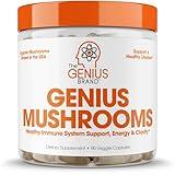 Genius Mushroom Supplement - Lions Mane, Cordyceps, Reishi - Brain Nootropic for Energy, Focus, Overall Wellness, & Immune Support, - 90 Veggie Pills