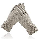 Achiou Winter Gloves for Women, Warm Touch Screen Texting Gloves, Womens Knit Glove Soft Thick Fleece Lined