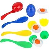 MCPINKY Egg and Spoon Race Game Set, Egg Spoon Race with Yolk Egg Relay Race Outdoor Plastic Eggs Game for Kids Easter Party Favors