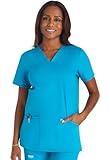 V-Neck Scrubs for Women Workwear Revolution, Soft Stretch, Easy Care WW620, S, Azure Blue