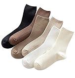 MarJunSep Women’s Cute Cotton Crew Socks Neutral Aesthetic Slouchy Boot Dress Socks Women Girls Granola Essentials 6 Pairs Pack