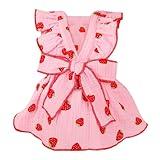 Dog Dresses for Small Dogs Girl Female Dog Clothes Cat Clothes Cat Dress Cute Cotton Extra Small Summer Clothes Bow Decor Printed Strawberry Dog Birthday Outfit Small Puppy Clothes Pink L