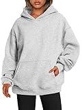 EFAN Womens Hoodies Oversized Sweatshirts Pullover Fleece Sweaters Long Sleeve Winter Fall Outfits Fashion Y2k Clothes Grey S